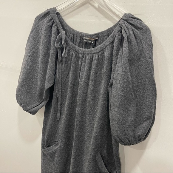 Vintage BCBGMaxAzria Cotton Lambswool Billow Sleeve Shift Dress Medium Grey - Picture 3 of 8